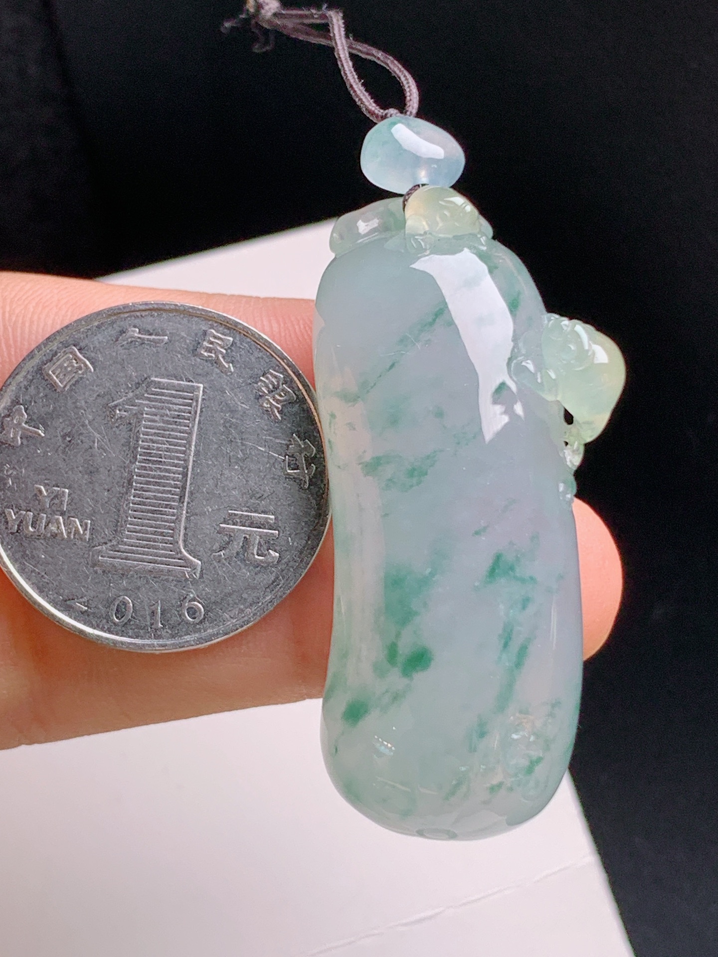 ️ 冰种飘花福瓜，种水清爽，飘花自然，雕工灵动，裸石44.2-19.9-11.6 08