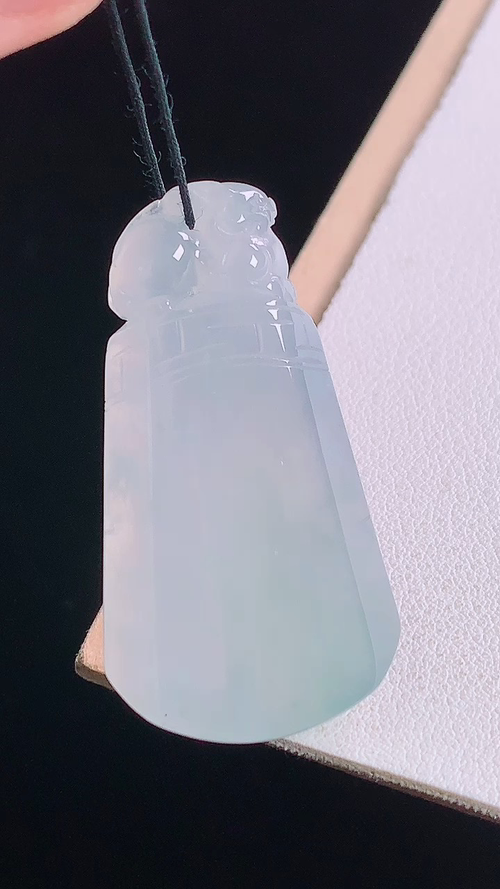 ️冰种仿古貔貅无事牌，无裂，尺寸:41.5-22.7-6.2mm 26