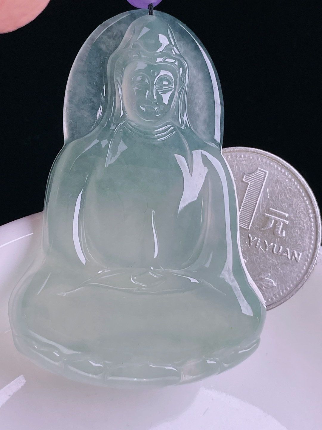 ️冰种素衣观音，老种起光，细底通透，尺寸：53.7/37.5/5.8mm1002