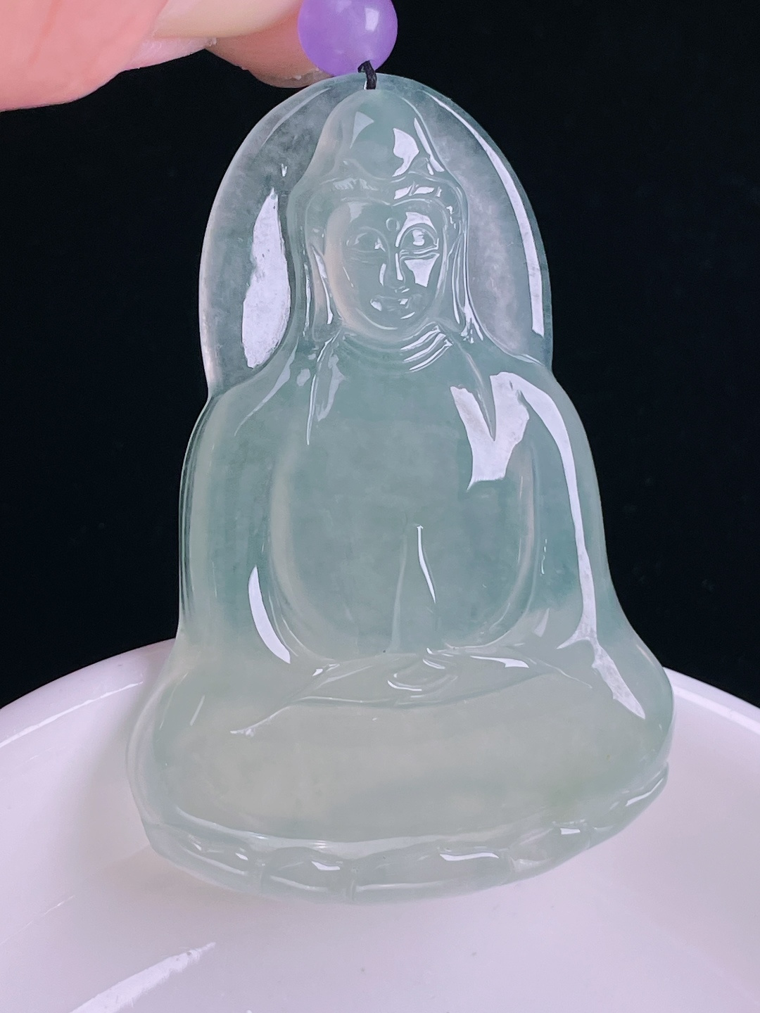 ️冰种素衣观音，老种起光，细底通透，尺寸：53.7/37.5/5.8mm1002