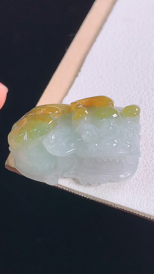 ️冰黄貔貅，无裂，尺寸:27.6-17.3-13.5mm 24