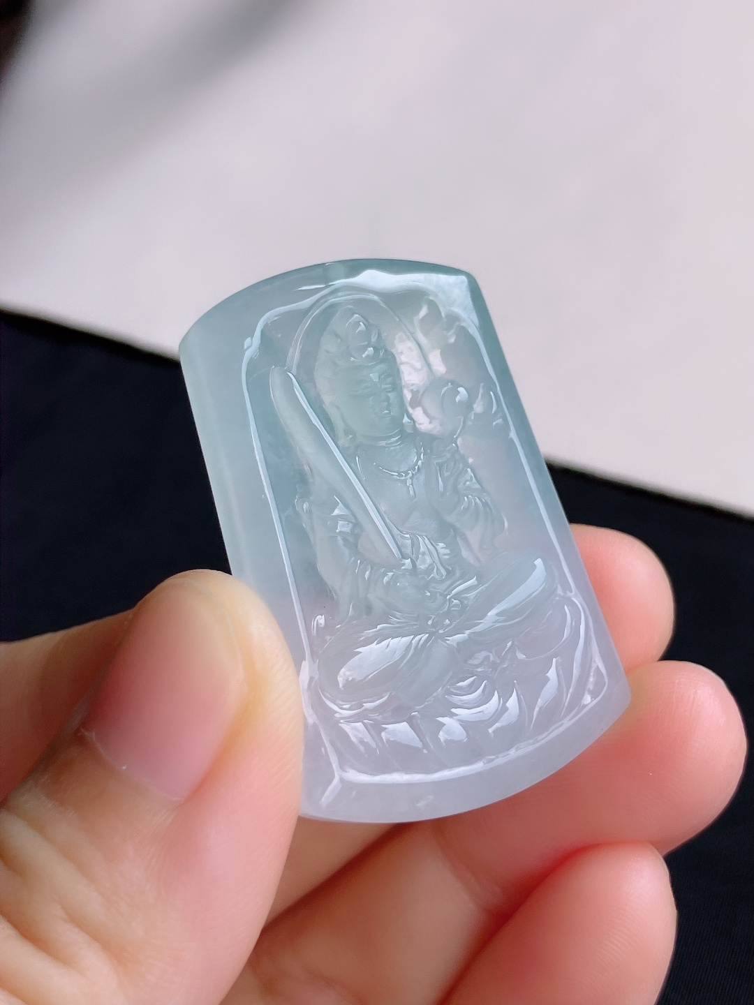 ️，白冰虚空藏观音，晶莹剔透，尺寸40.6/27.3/5.8/自然光实拍
