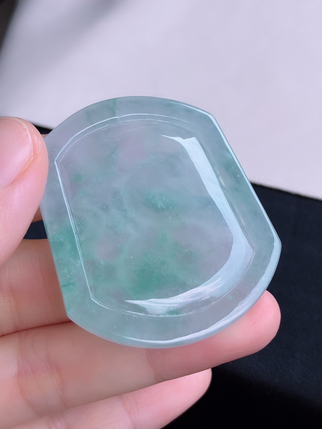 ️，冰飘花生肖蛇牌，晶莹剔透，尺寸52.3/44.3/5/自然光实拍