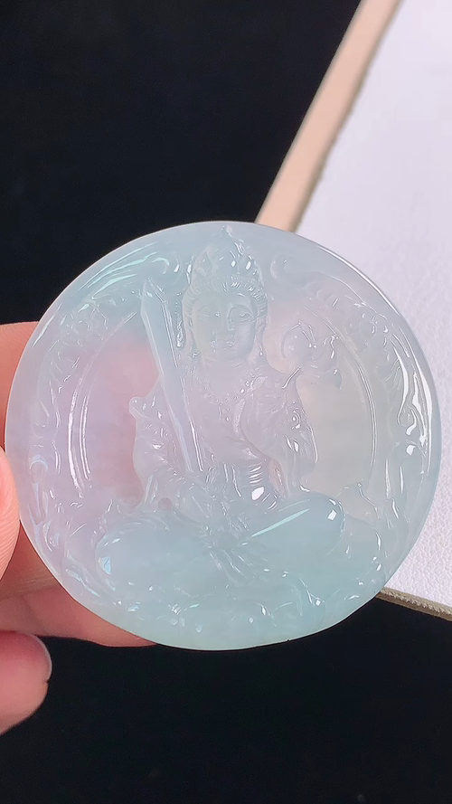冰种虚空藏观音，无裂，尺寸:43.0-4.3mm 27