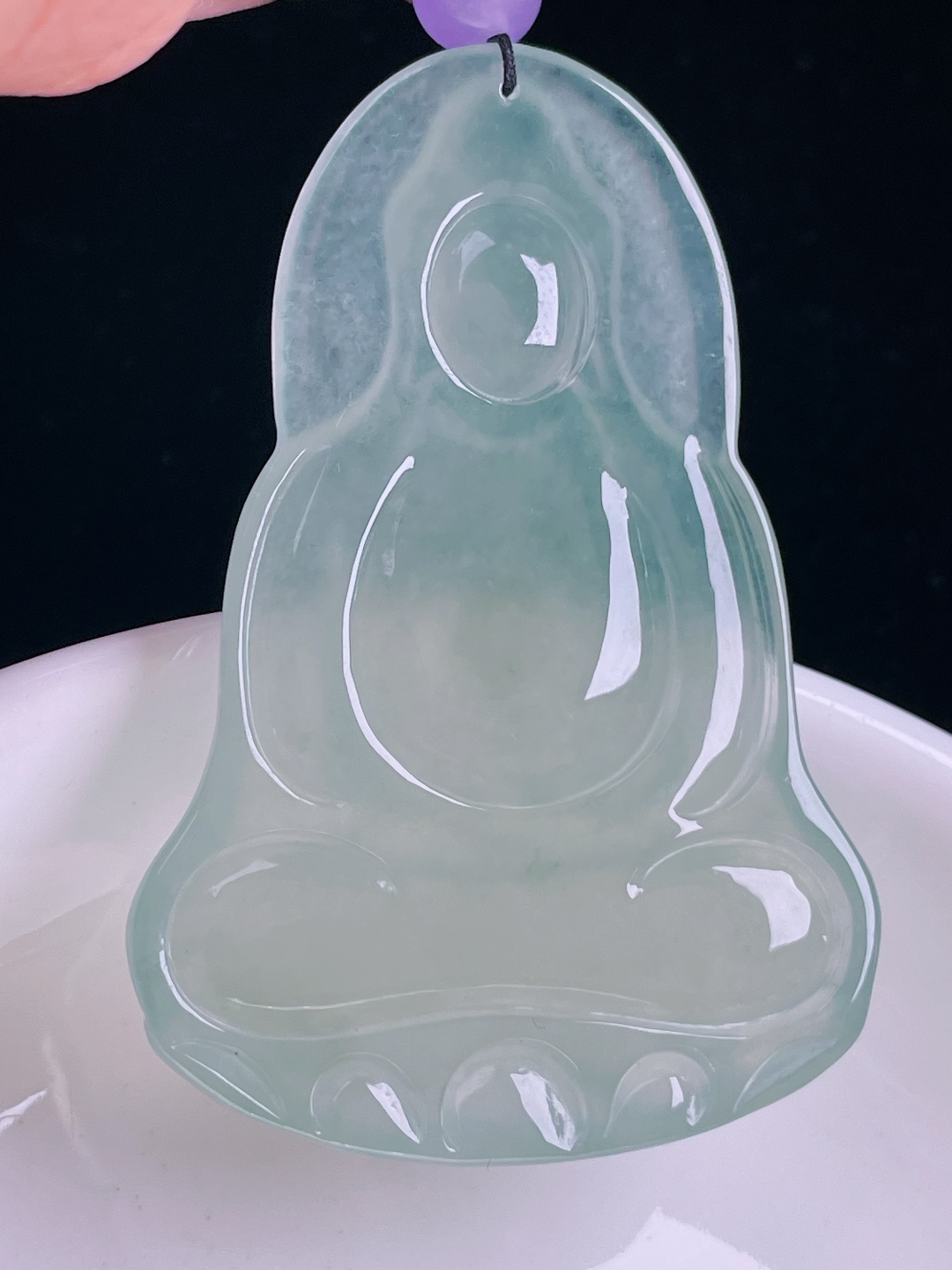 ️冰种素衣观音，老种起光，细底通透，尺寸：53.7/37.5/5.8mm1002