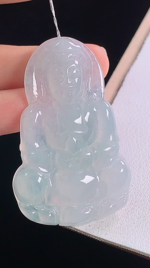 ️冰种观音，无裂，尺寸:52.2-33.5-5.1mm 29