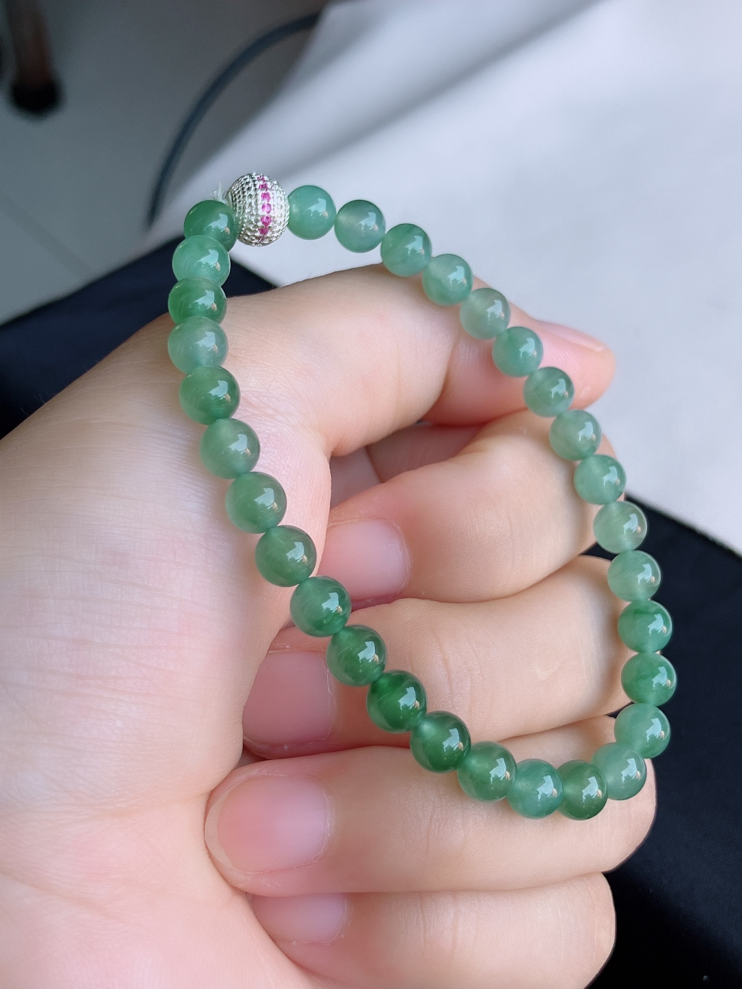 ️，冰种飘花手链，晶莹剔透，尺寸6.3/自然光实拍