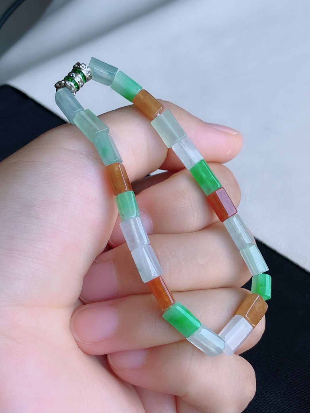 ️，三彩手链，晶莹剔透，特色，尺寸9.6/6/自然光实拍