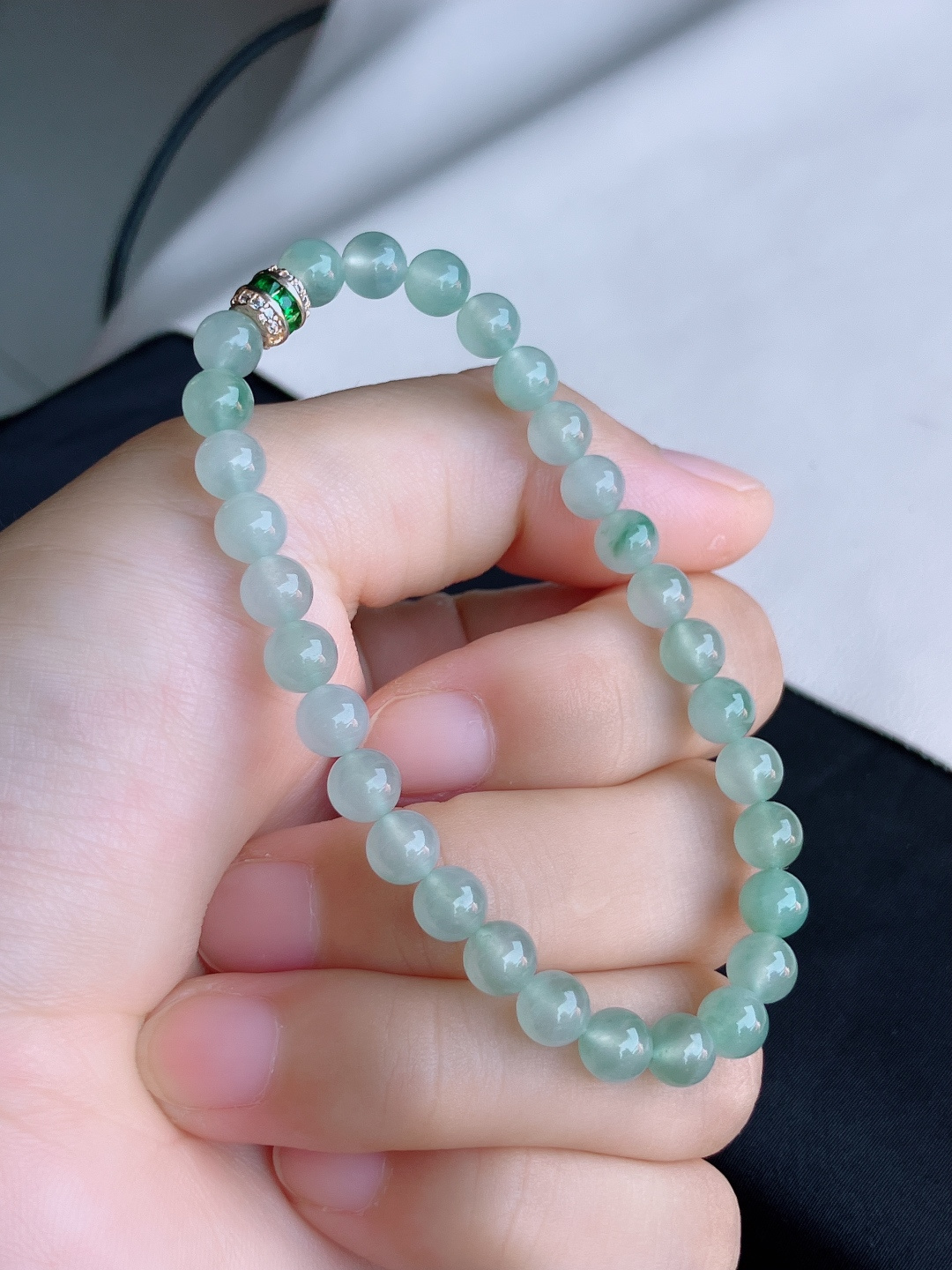 ️，冰种飘花手链，晶莹剔透，尺寸6/自然光实拍