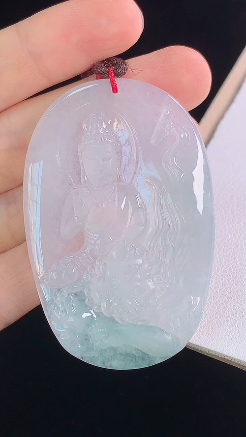 ️冰种文殊观音，无裂，尺寸:56.8-37.2-4.3mm 29