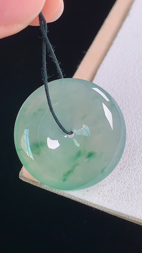 冰晴飘花平安扣，无裂 尺寸:24.0-5.3mm 29