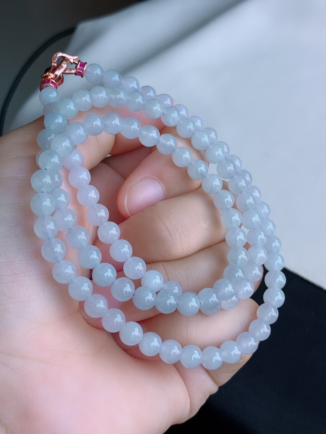 ️，底色项链，晶莹剔透，尺寸6/3圈半，自然光实拍