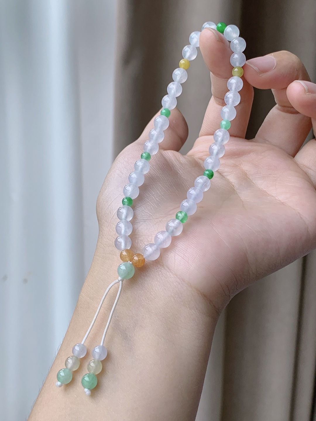 【珠子】冰多宝手串圆珠珠子手串手持 【说明】缅甸 性比高 【尺寸】6mm 【重量】14.4克