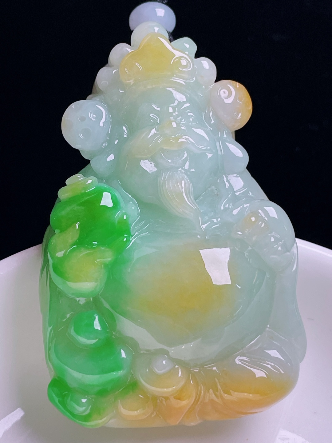 ️黄加绿财神，老种起光，细底通透，尺寸：59/38.6/14.8mm1003