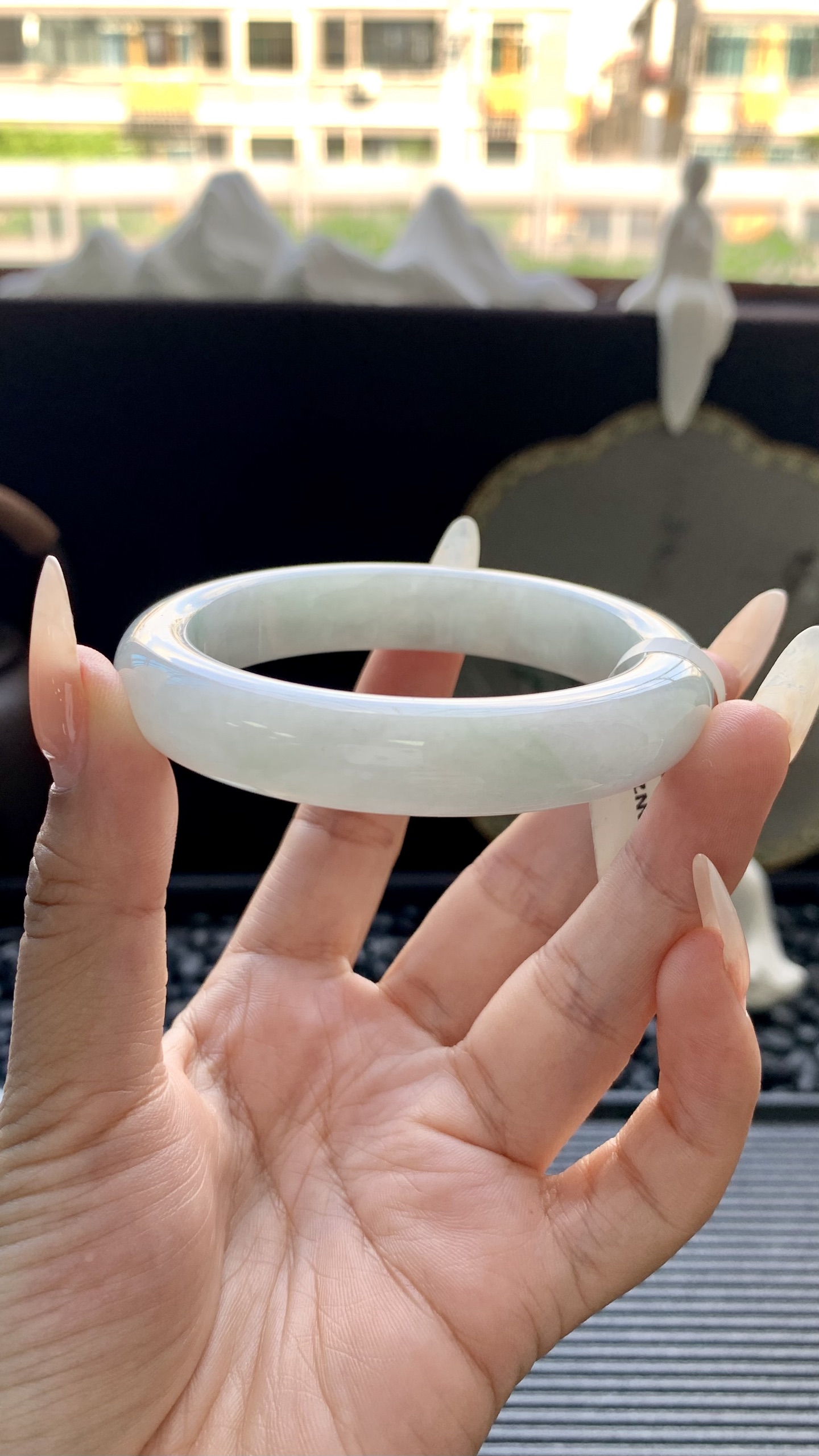 飘绿正圈镯成品 HY-5716 尺寸：54-12-9