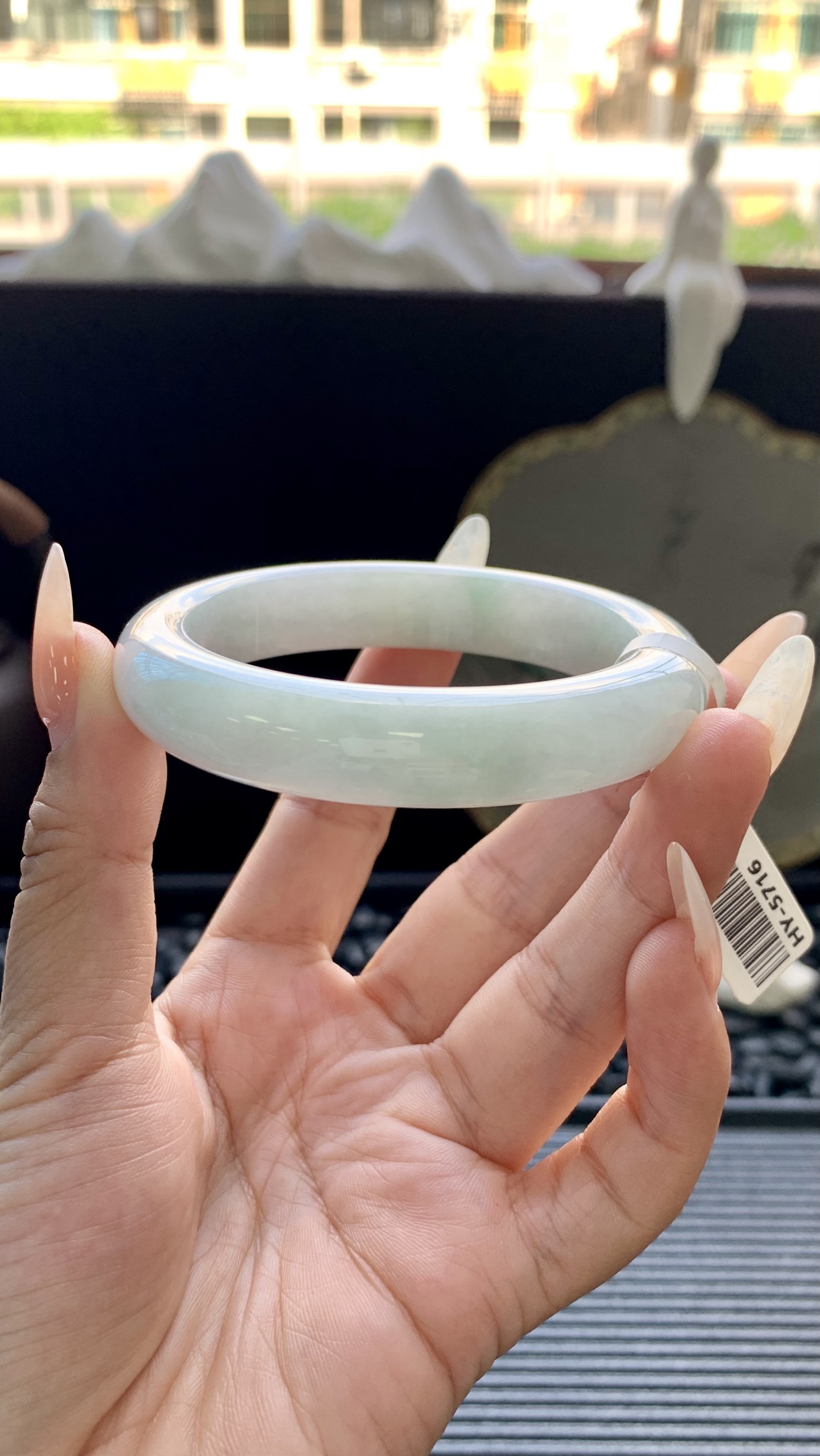 飘绿正圈镯成品 HY-5716 尺寸：54-12-9