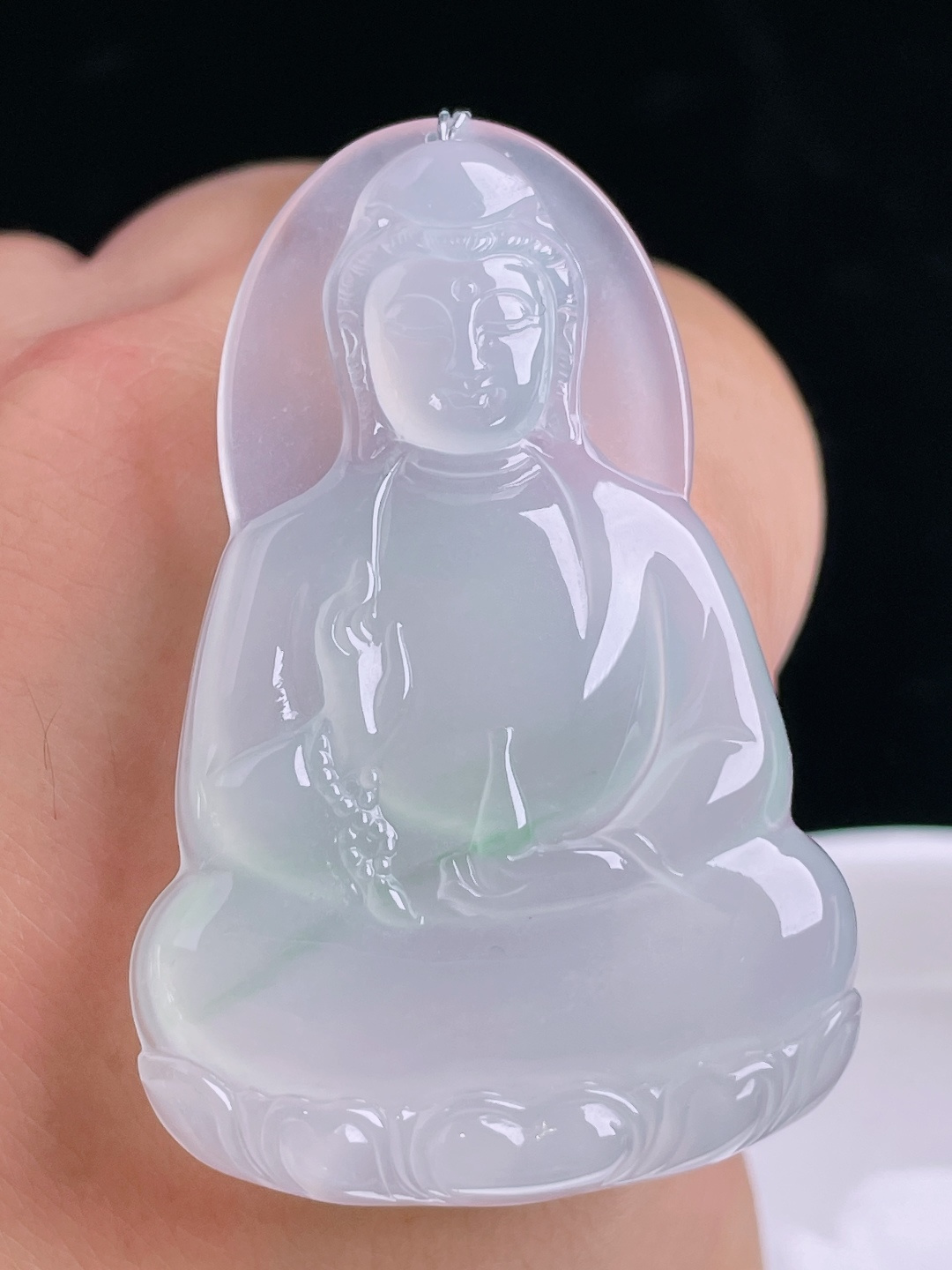 ️素衣观音，老种起光，细底通透，尺寸：52.4/34.7/6mm1003