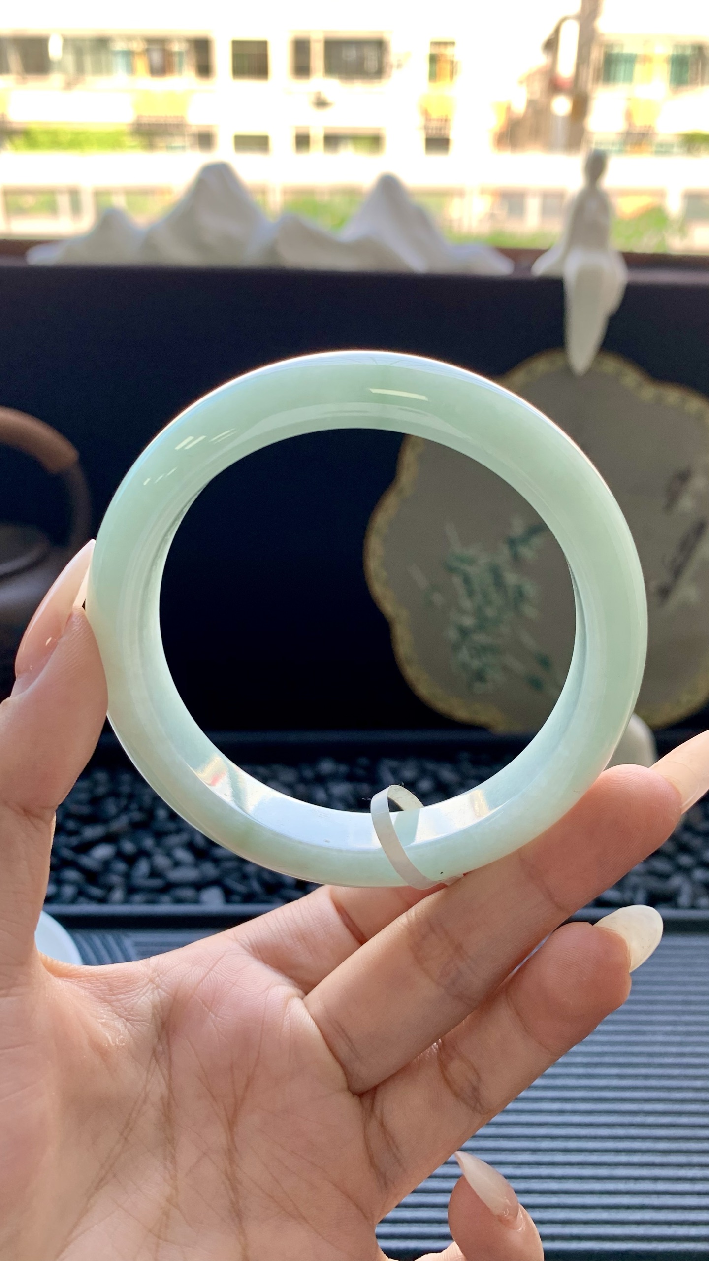 淡果绿正圈镯成品 HYY-1709 尺寸：61-12.5-9