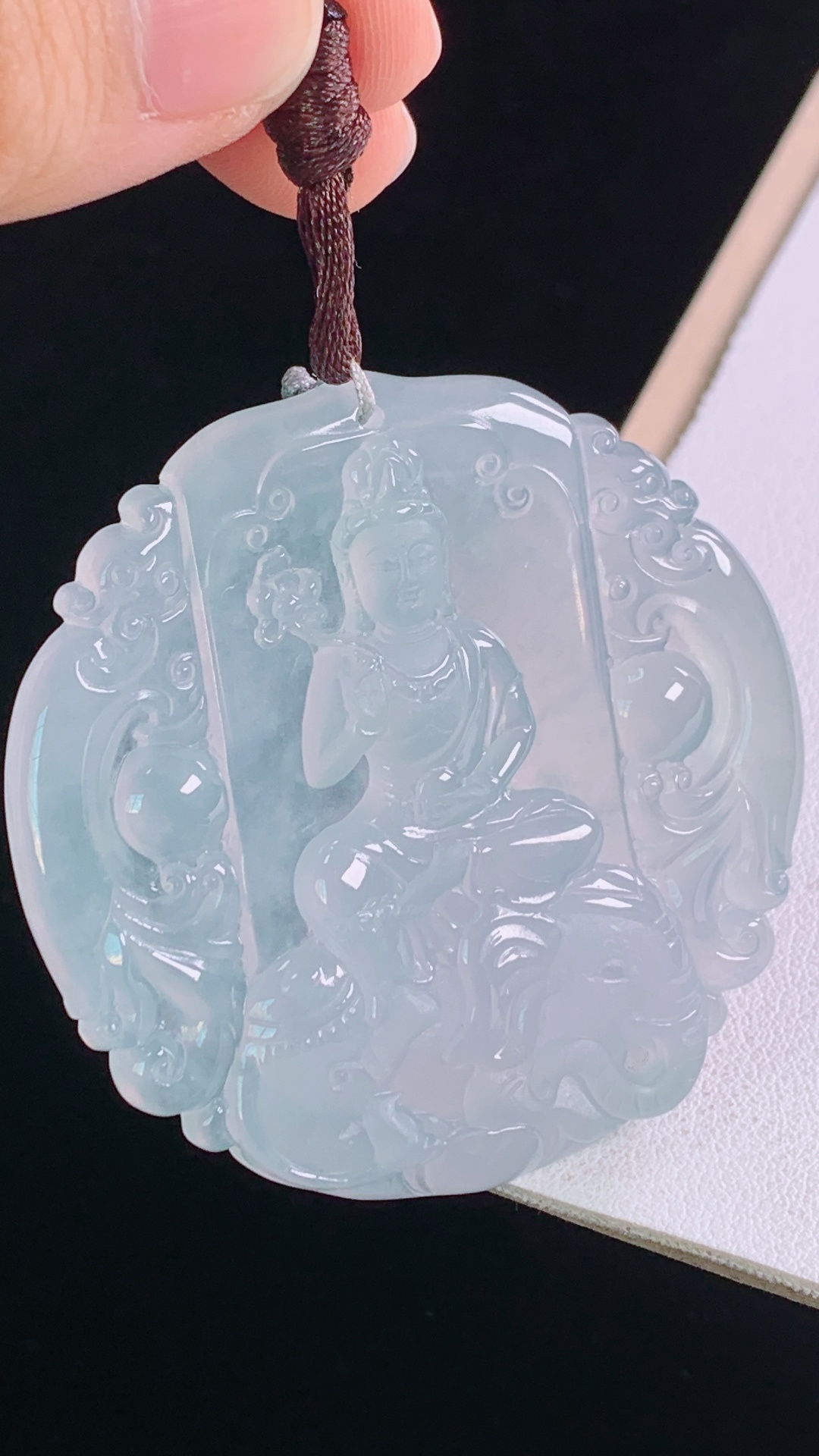 ️冰种普贤观音 种水，清透细腻，无裂 尺寸:52.9-51.9-5.7mm 29