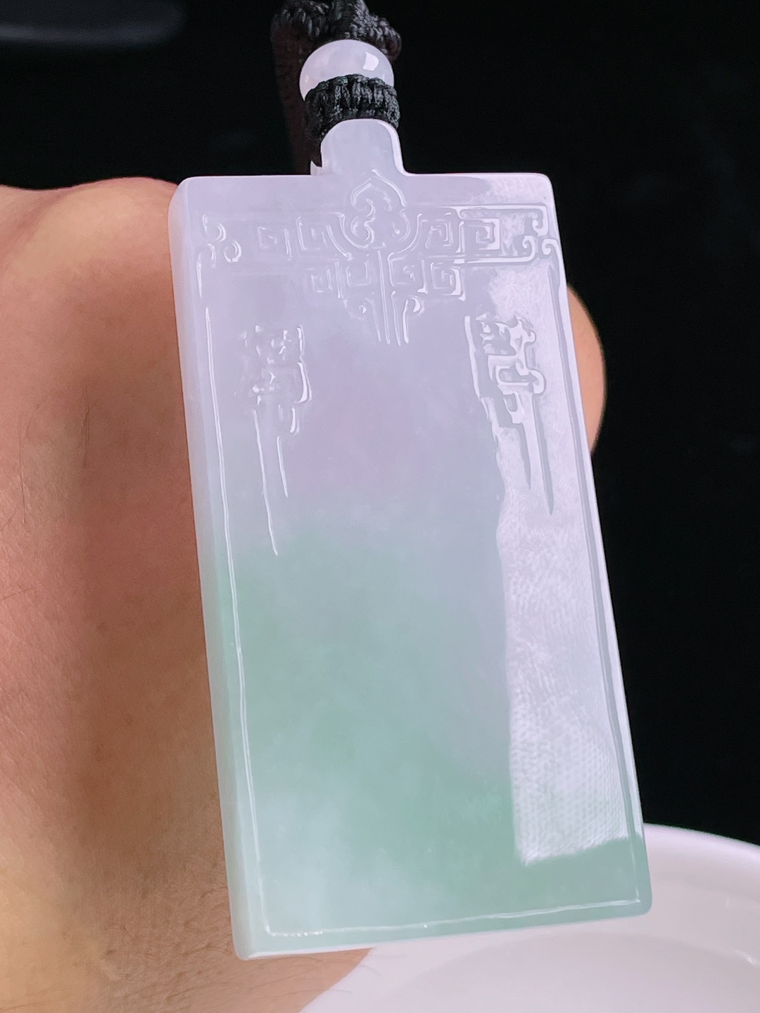 ️飘绿无事牌，老种起光，细底通透，尺寸：59.6/29/7.6mm1003
