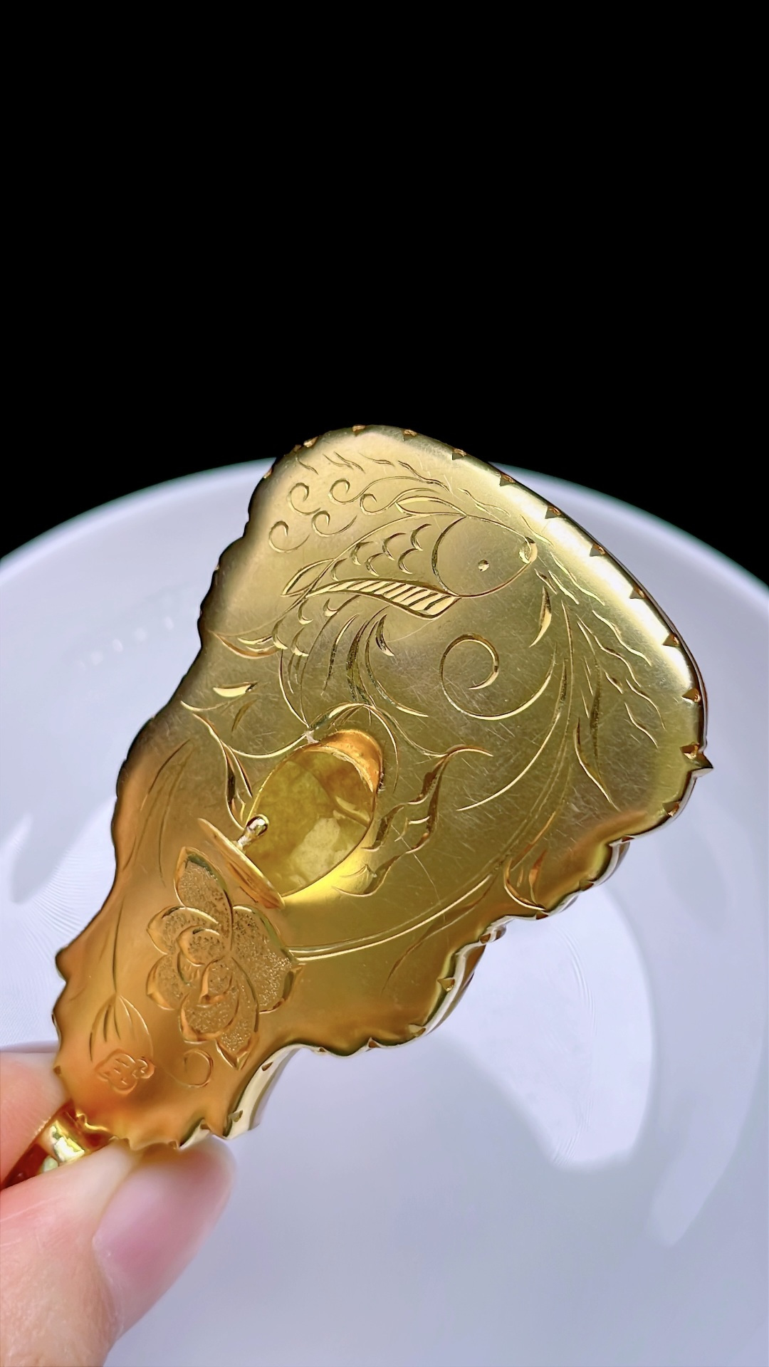 ️ 冰种黄翡度母 色泽鲜艳 种老水润 18k金镶嵌 整体 62.6/36.3/8 裸石 53.8/36.3