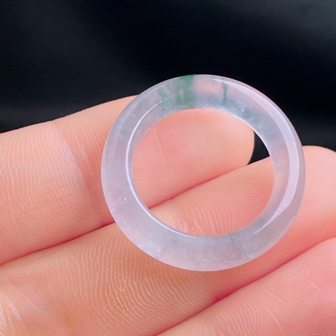 白冰指环戒圈，老种起光，细底通透，尺寸：5.8/4圈口19mm1003