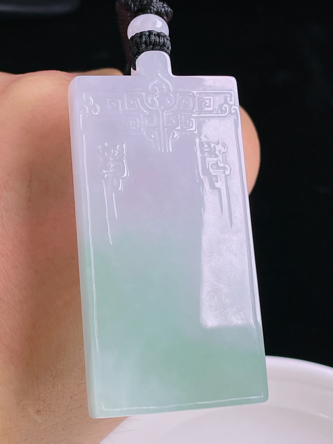 ️飘绿无事牌，老种起光，细底通透，尺寸：59.6/29/7.6mm1003