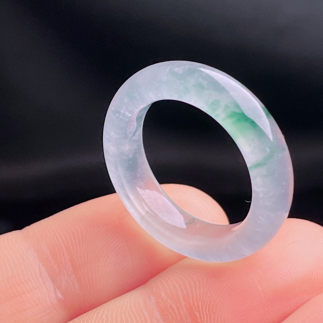 白冰指环戒圈，老种起光，细底通透，尺寸：5.8/4圈口19mm1003