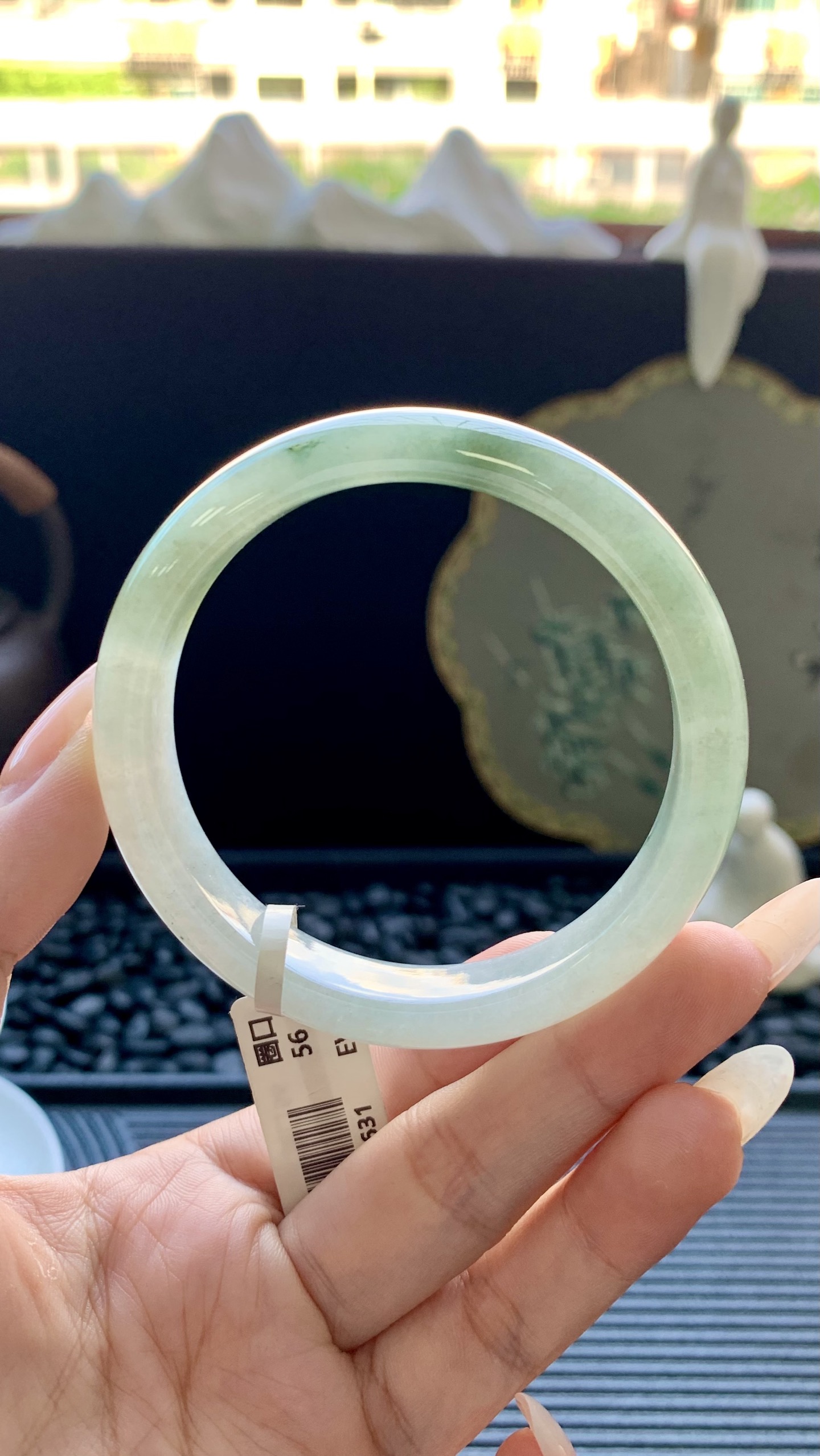 冰晴飘花正圈镯成品 HY-7631 尺寸：56-12-7.5