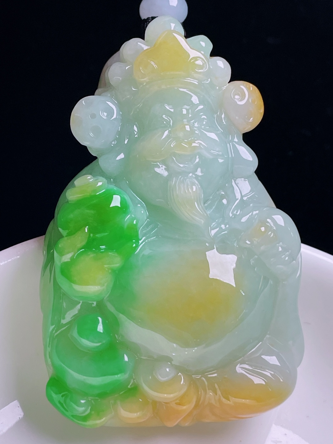 ️黄加绿财神，老种起光，细底通透，尺寸：59/38.6/14.8mm1003