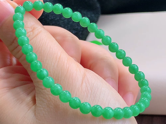 ️ 满绿手串，尺寸取一4.8mm，包A附证书B3736
