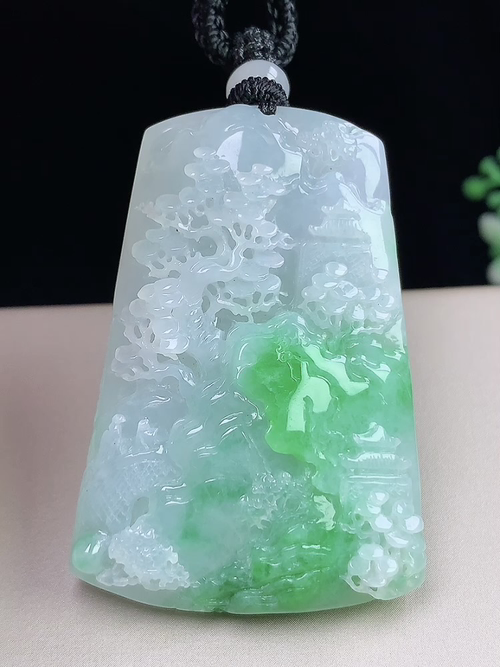 飘绿山水牌，尺寸49-34-8.3mm，S04hdj