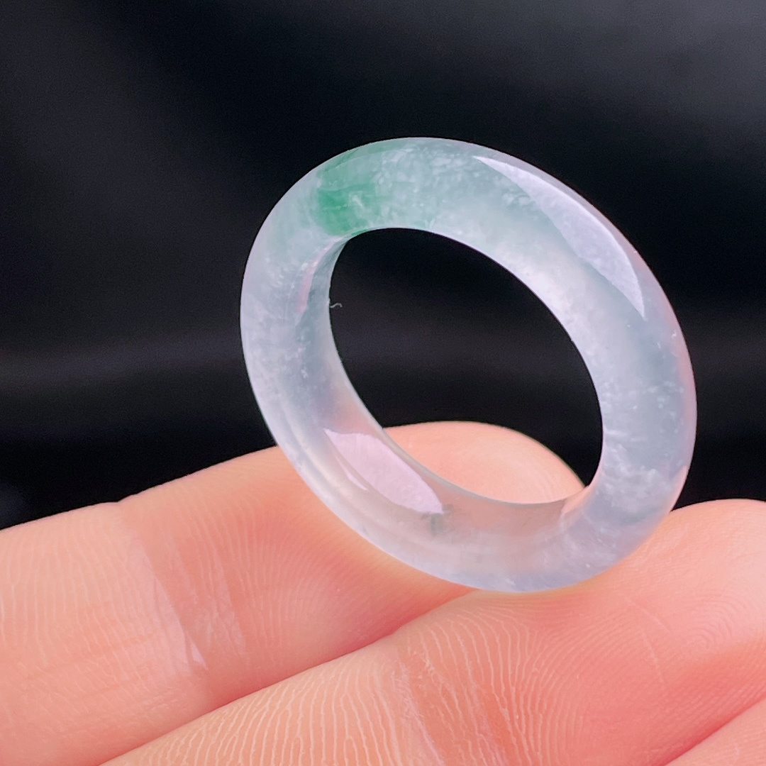 白冰指环戒圈，老种起光，细底通透，尺寸：5.8/4圈口19mm1003