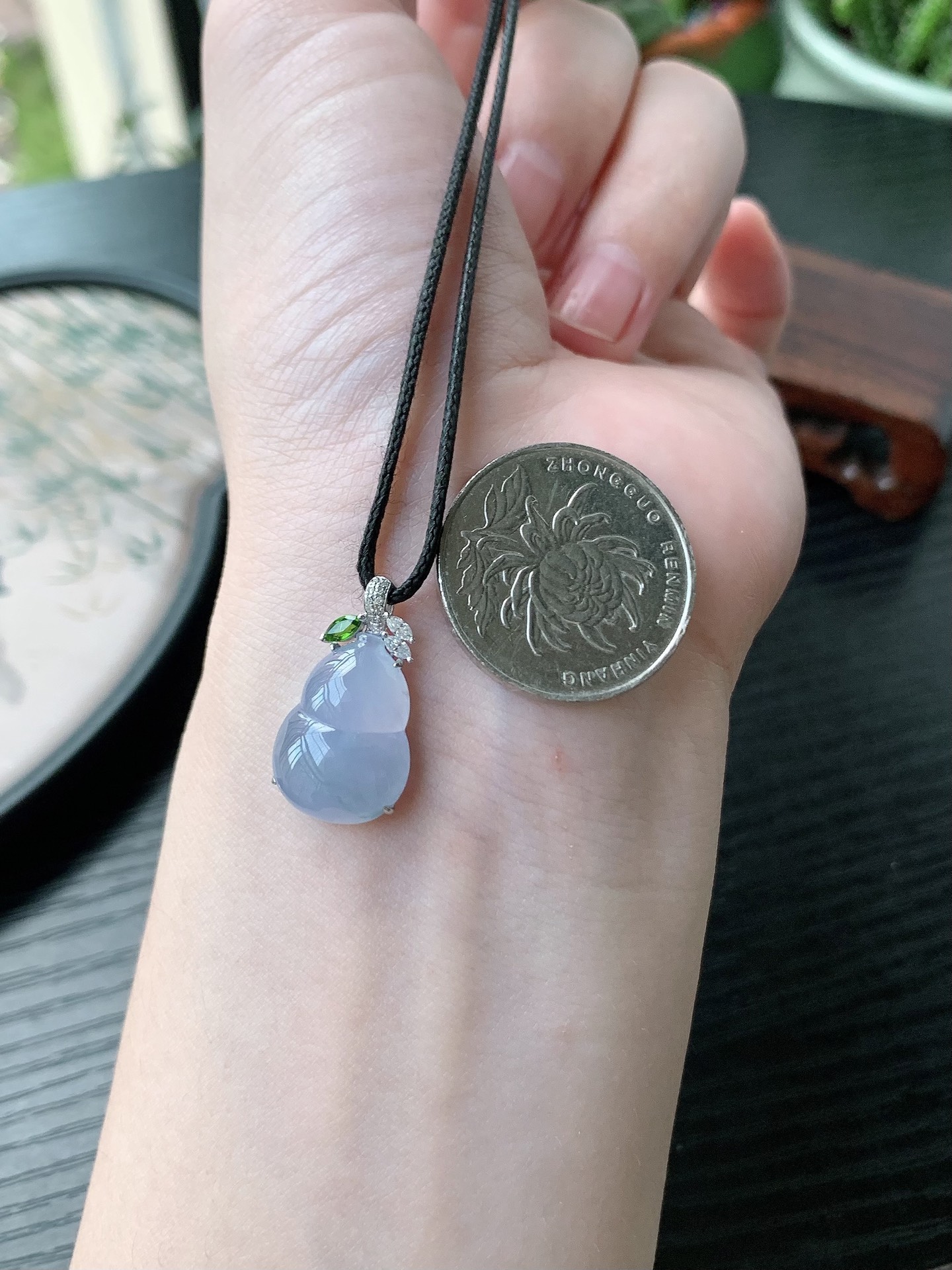 18k金镶嵌老坑冰种胶感葫芦吊坠 裸石尺寸:16.8-12.6-5.6mm