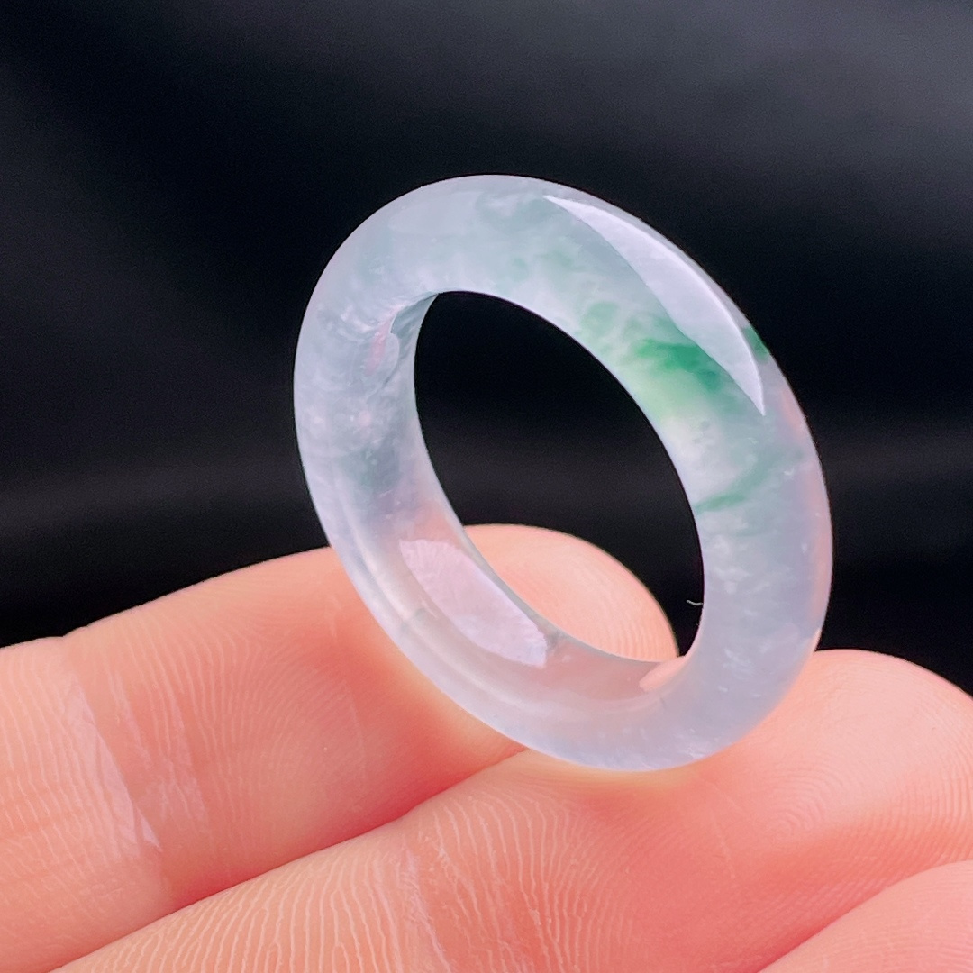 白冰指环戒圈，老种起光，细底通透，尺寸：5.8/4圈口19mm1003