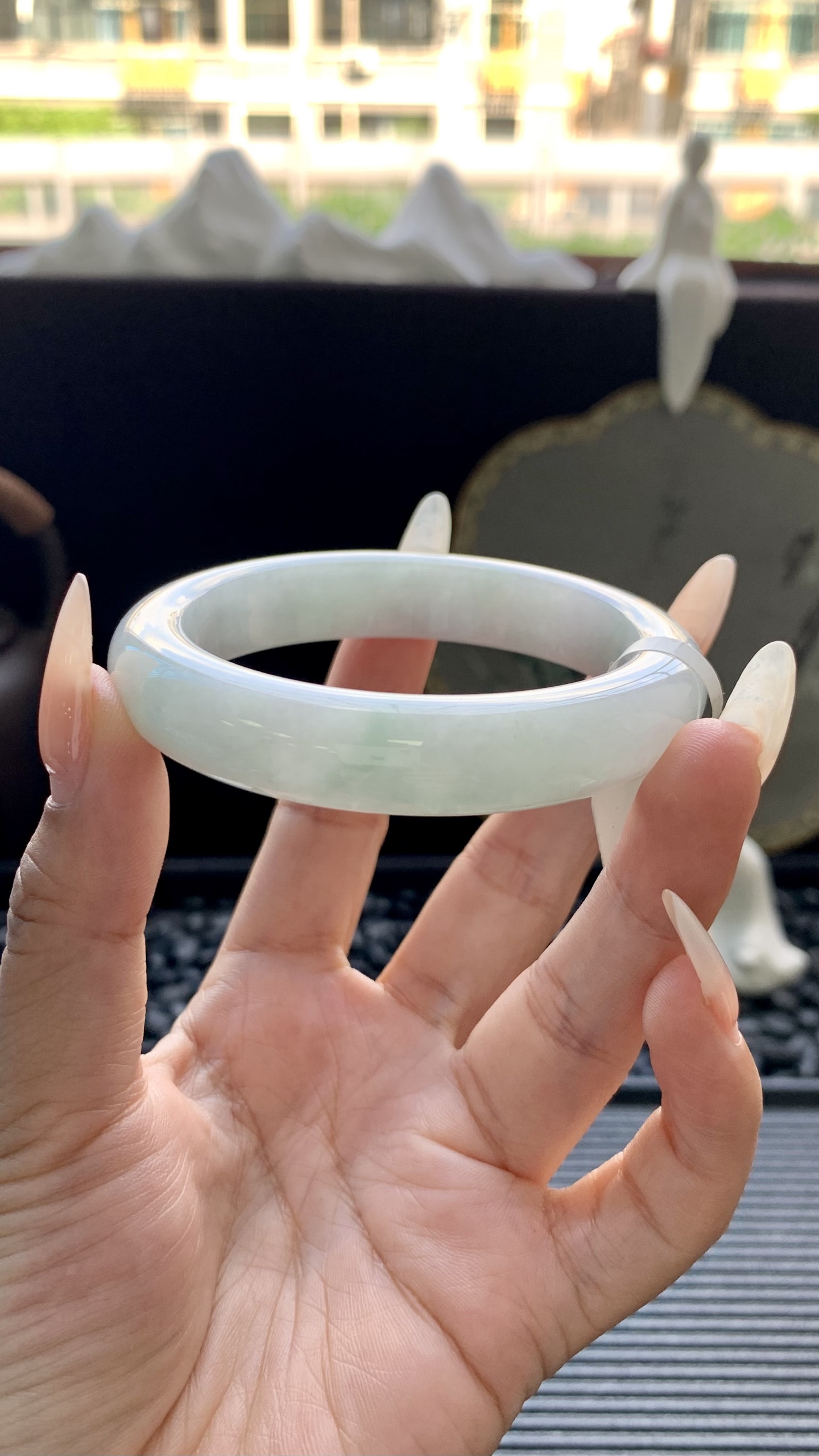 飘绿正圈镯成品 HY-5716 尺寸：54-12-9