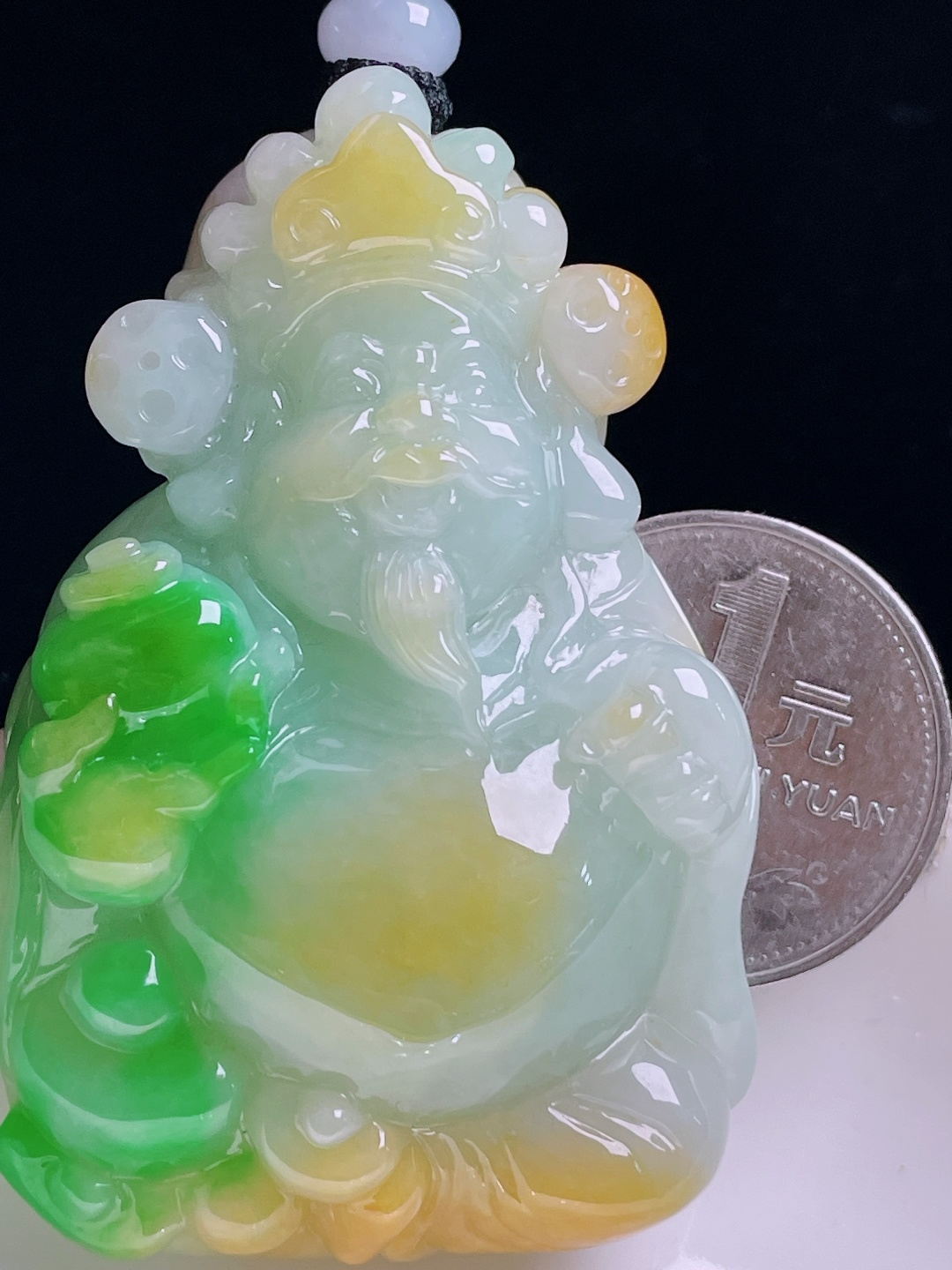 ️黄加绿财神，老种起光，细底通透，尺寸：59/38.6/14.8mm1003