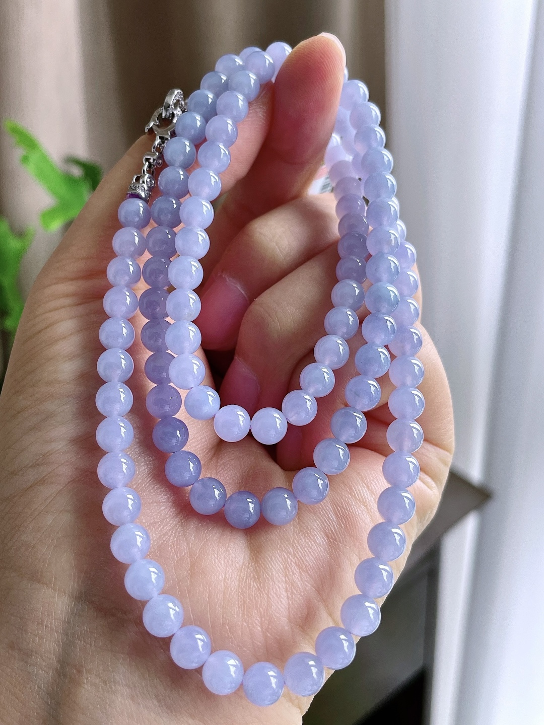 【珠子】冰种珠链圆珠珠子珠链 【说明】缅甸 性比高 【尺寸】6mm 34cm 【重量】42.8克
