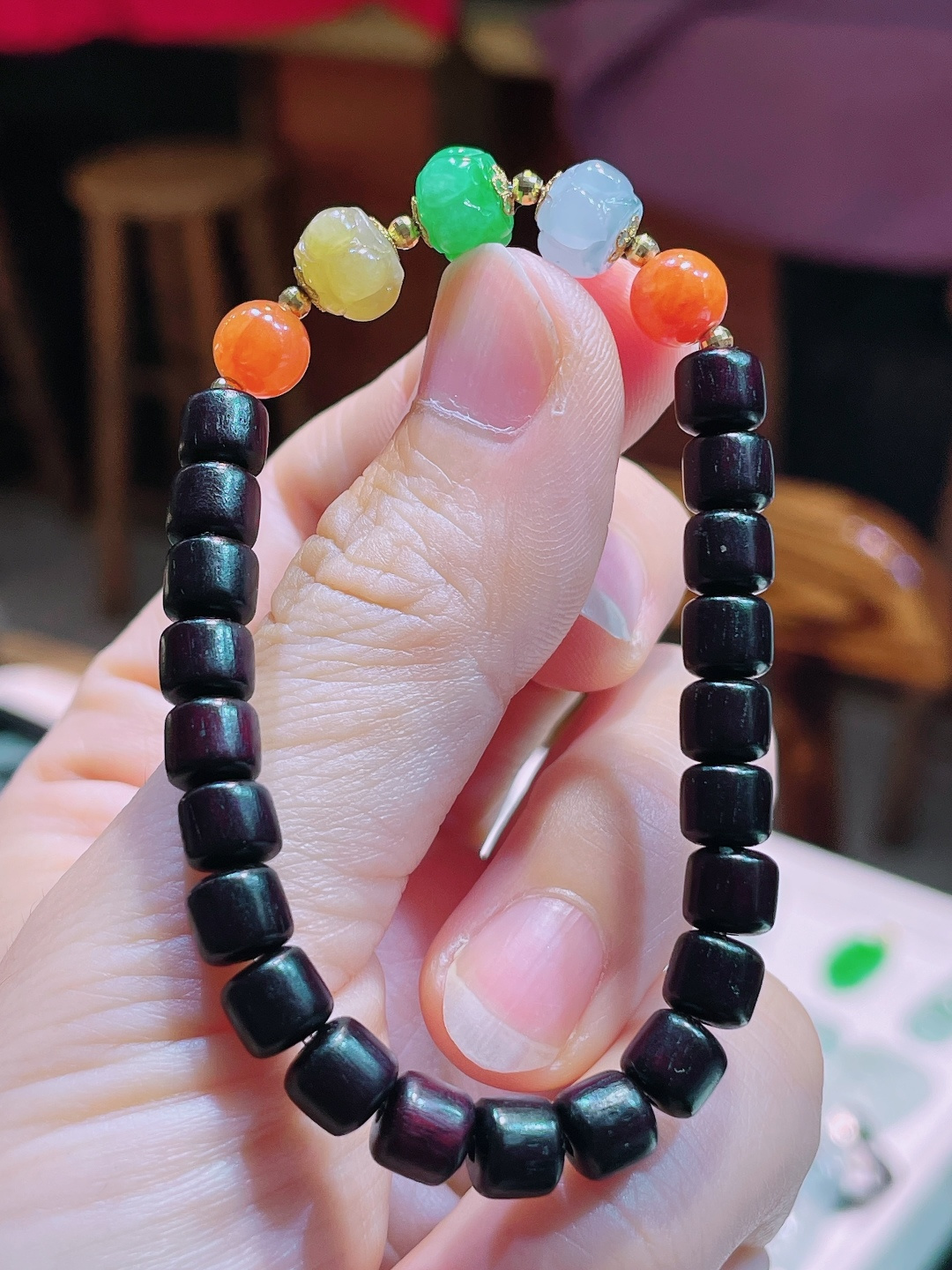 ️辣绿手串，老种起光，细底通透，尺寸：8.2mm1003