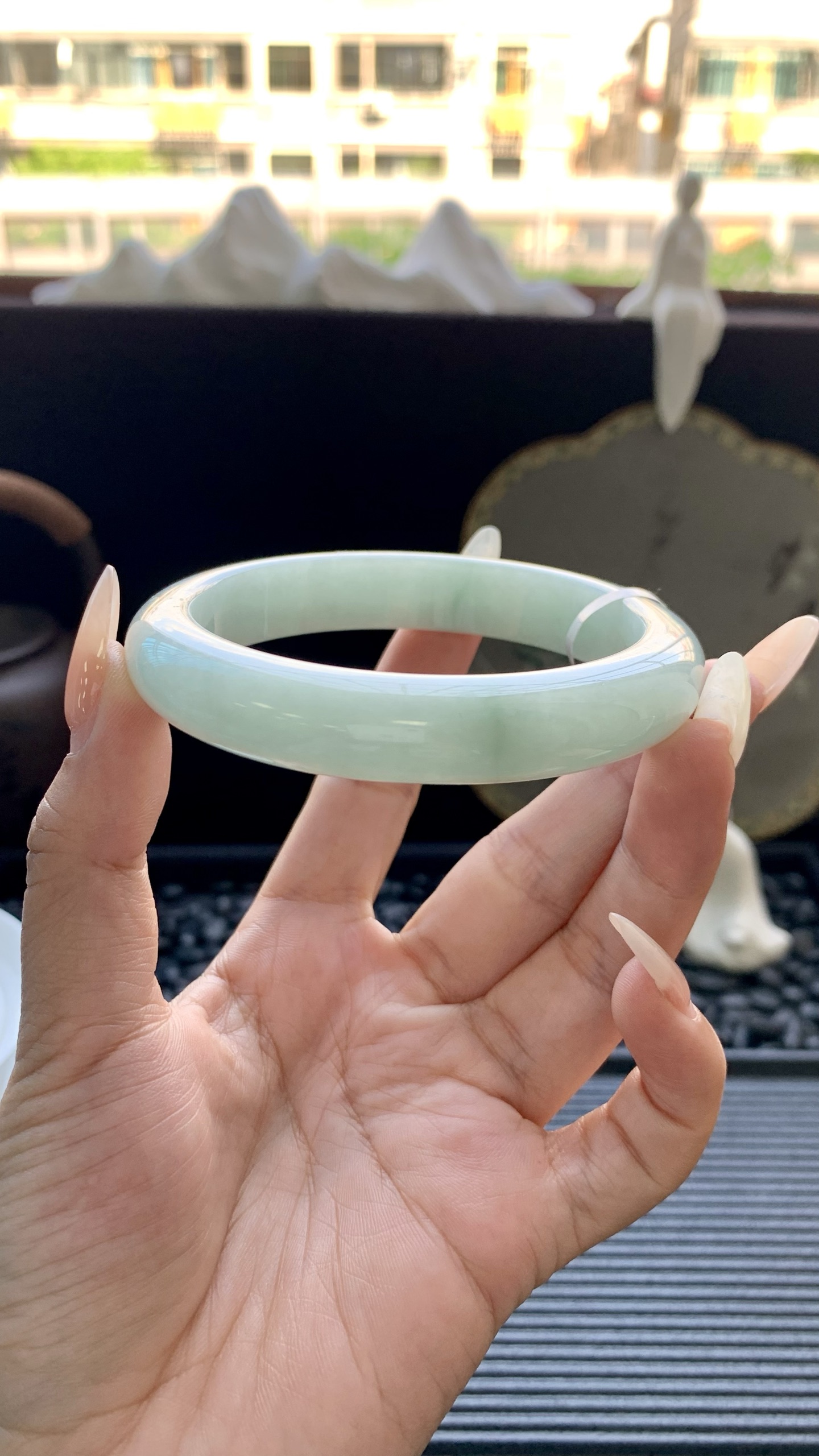 淡果绿正圈镯成品 HYY-1709 尺寸：61-12.5-9
