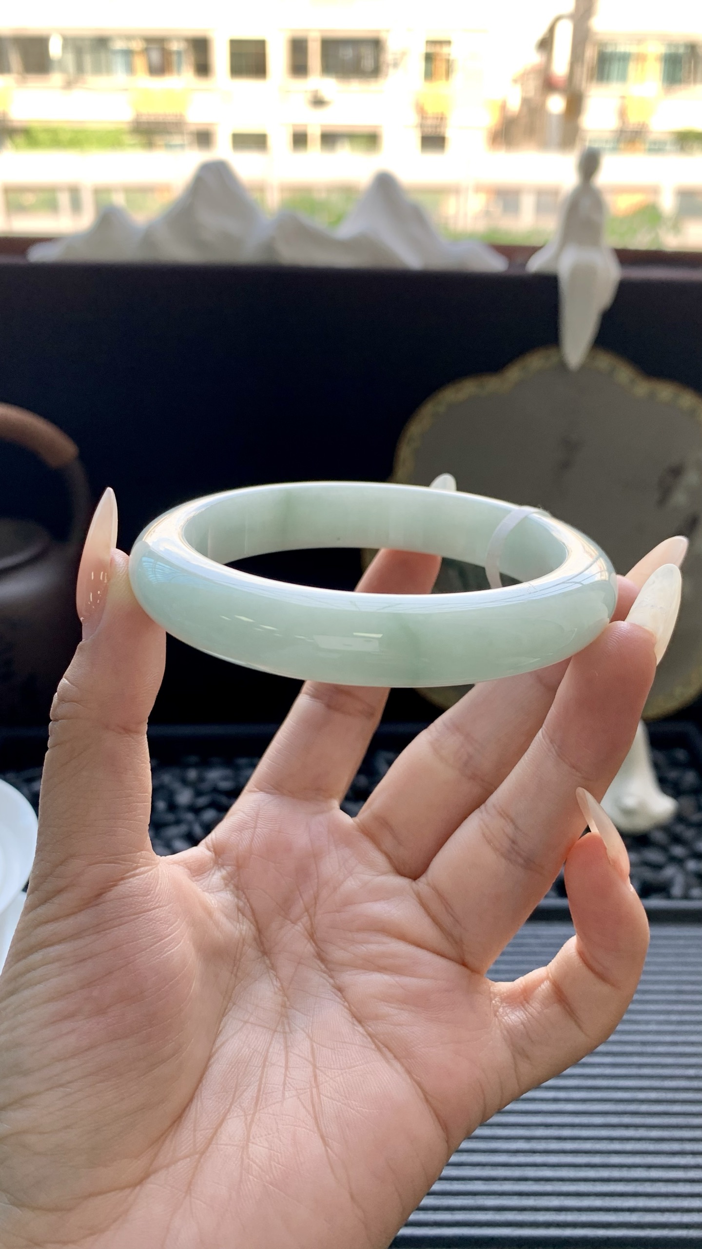 淡果绿正圈镯成品 HYY-1709 尺寸：61-12.5-9