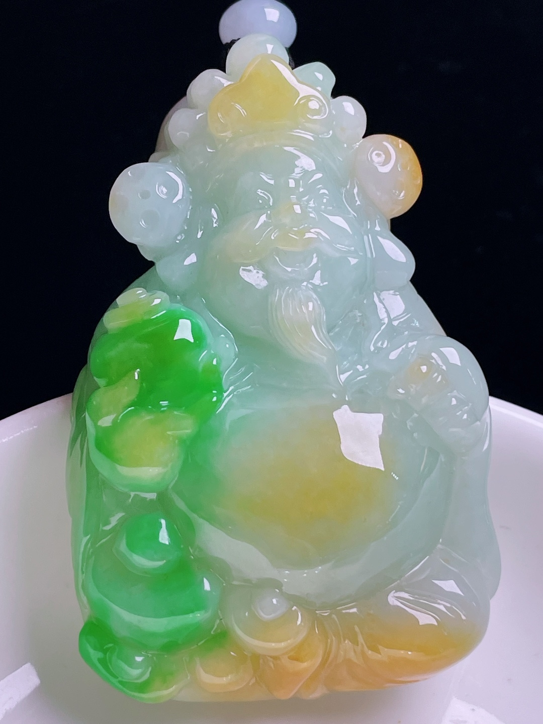 ️黄加绿财神，老种起光，细底通透，尺寸：59/38.6/14.8mm1003