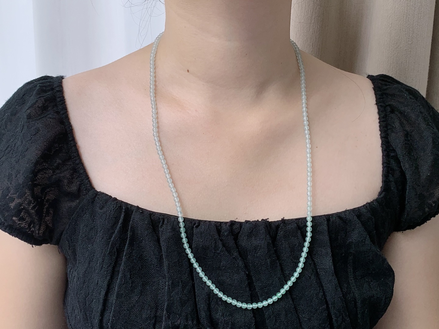 【珠子】冰晴水珠链圆珠珠子珠串长串 【说明】缅甸 性比高 【尺寸】4mm 32cm 【重量】18.8克