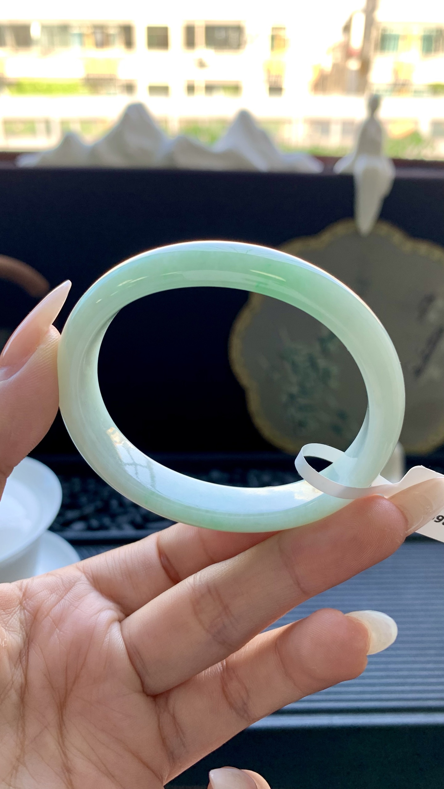 飘绿花贵妃手镯镯成品 B6928-5 尺寸：53-11-6.5