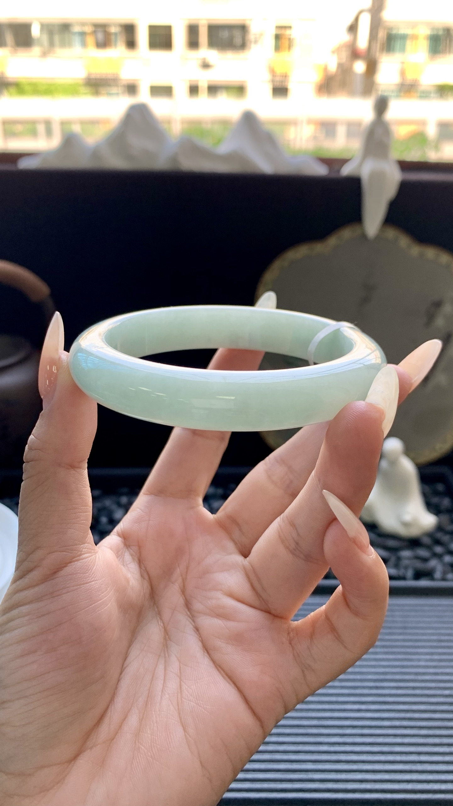 淡果绿正圈镯成品 HYY-1709 尺寸：61-12.5-9
