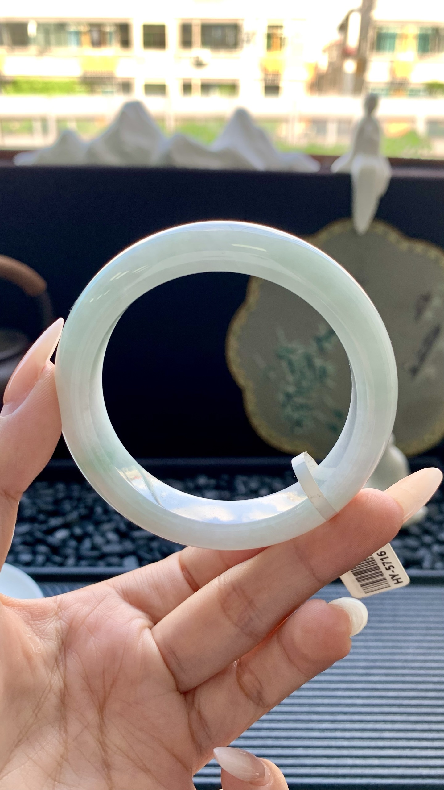 飘绿正圈镯成品 HY-5716 尺寸：54-12-9