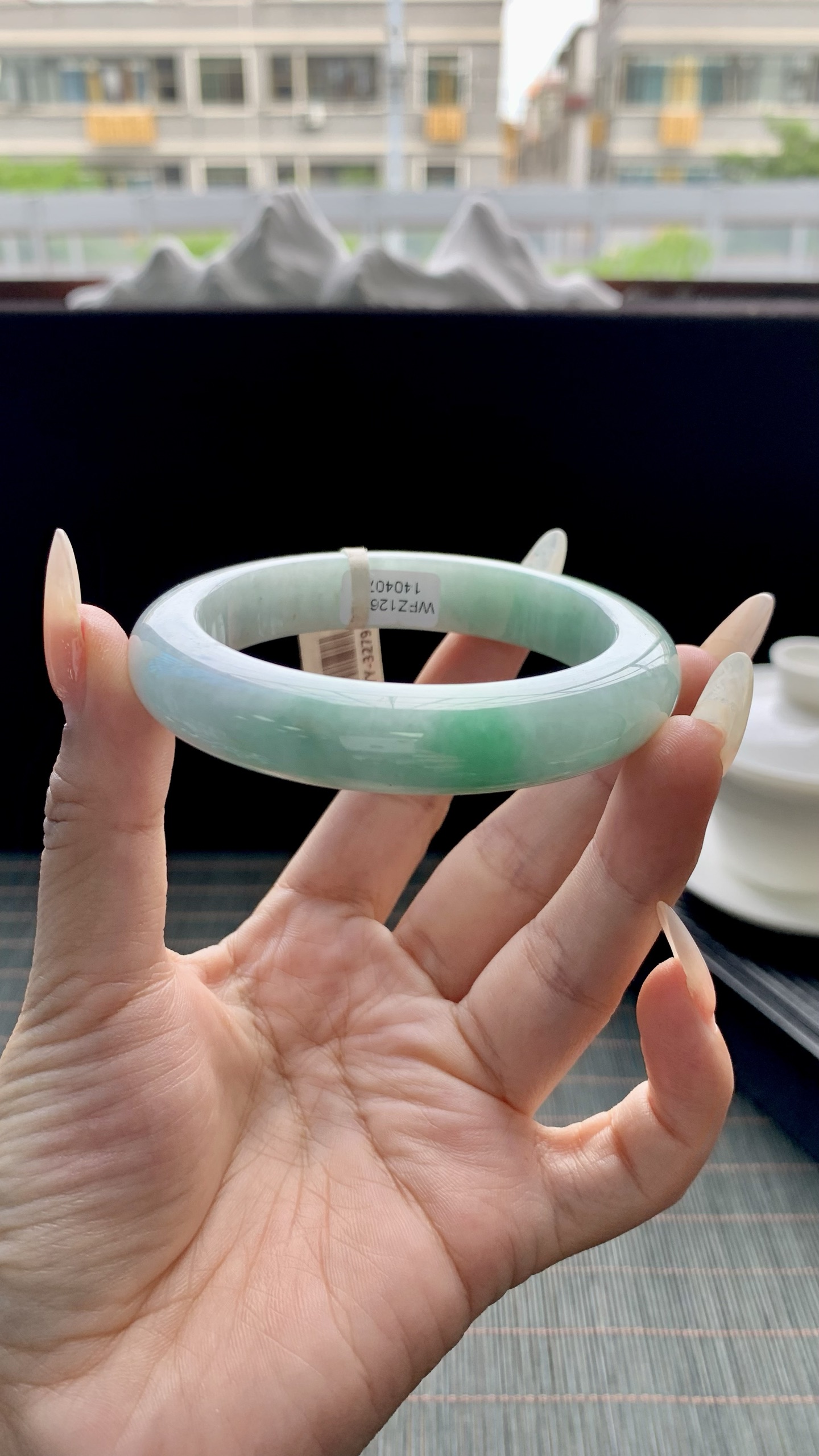 飘绿花正圈手镯成品 HYY-3279 尺寸：55-12-10