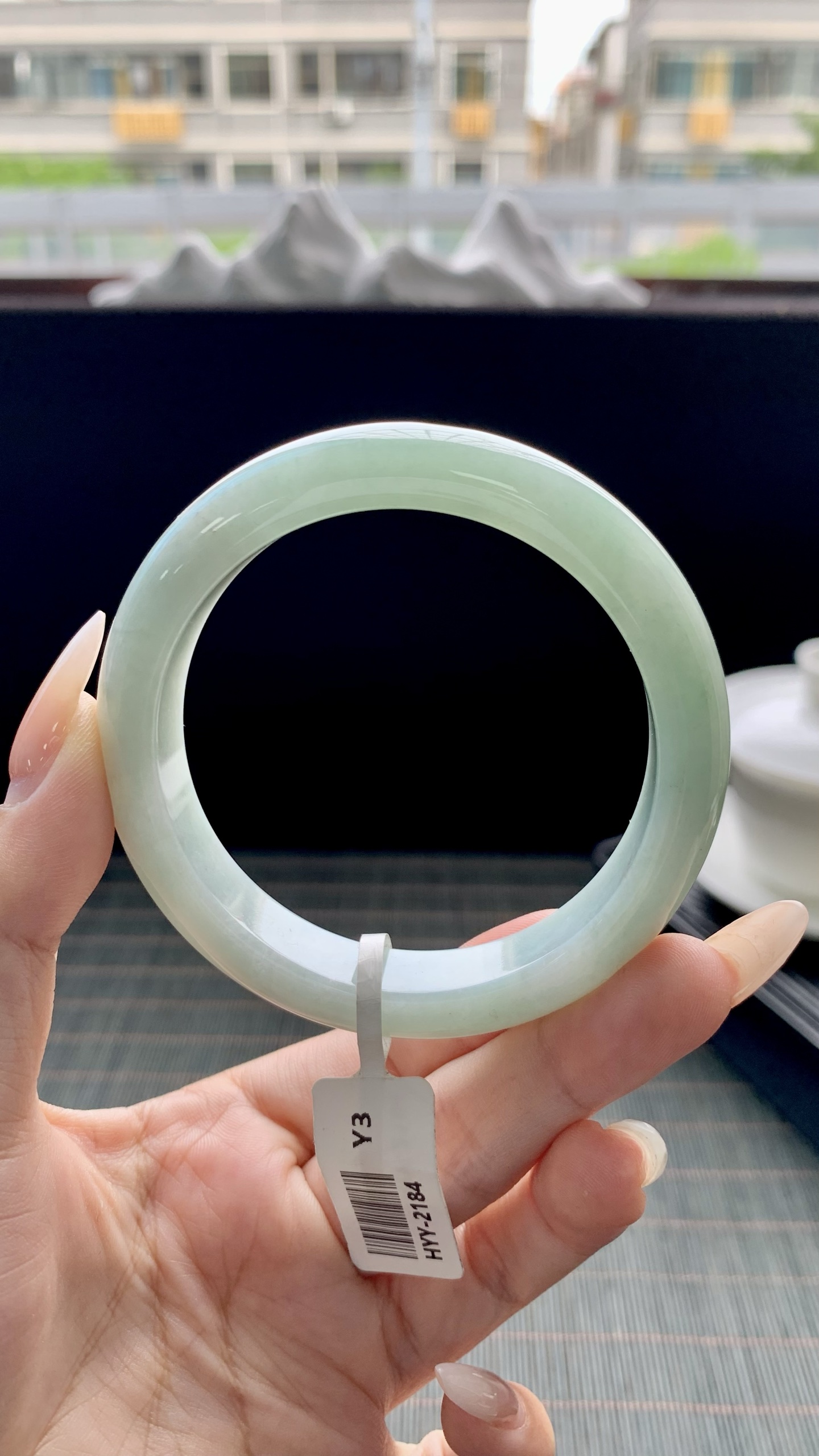 晴绿正圈手镯成品 HYY-2184 尺寸：56-13-9