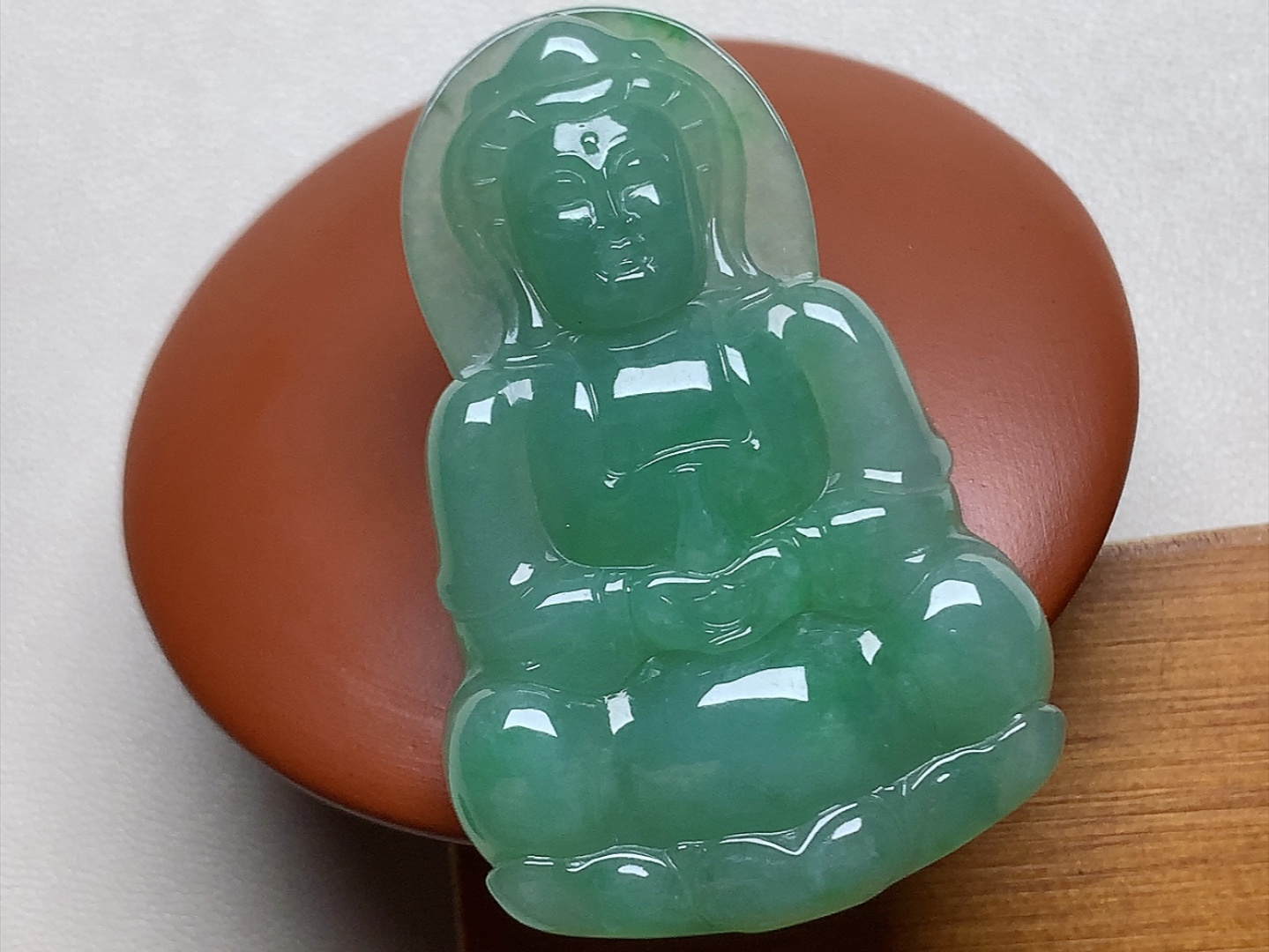 ️ 冰种满色观音 色泽青翠漂亮，起胶感，无裂尺寸45.6*29.6*5.4