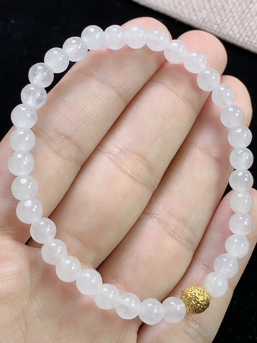 18k冰种玉珠手串，尺寸5.5mm，S05xq